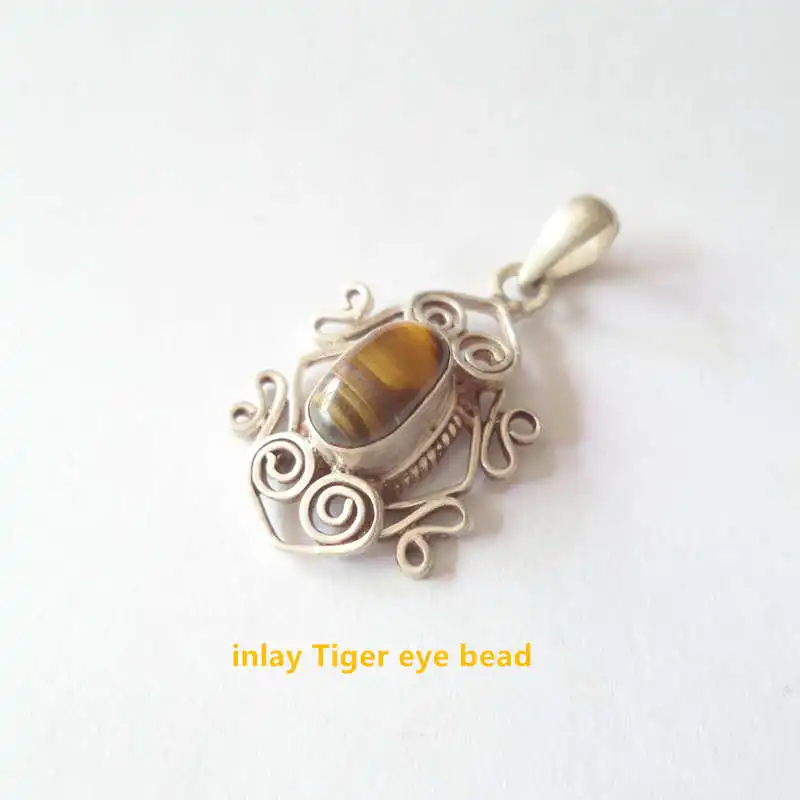 1. Tiger eye T9031 Nepal Hand 925 серебряные ювелирные изделия инкрустированные натуральным полудрагоценным камнем бусины амулеты винтажный кулон «лягушка» мульти дизайн - Окраска металла: 1. Tiger eye