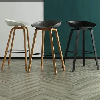 

Modern Simple Danish Bar Chair Northern Europe Fashion Bar Chair Creative Bar Stool Designer Solid Wood High Stool