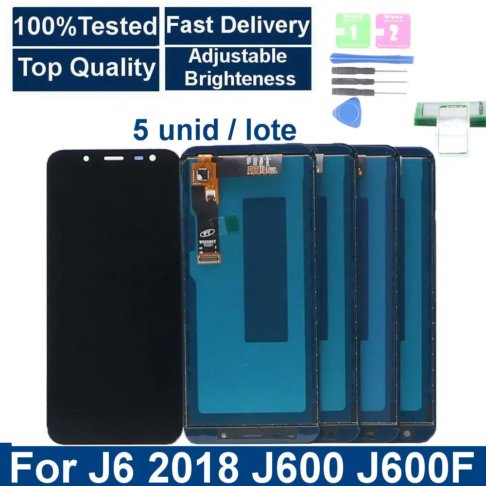 

5picec/lot LCD Screen For Samsung Galaxy J6 2018 J600 J600F/DS J600G/DS LCD Display Touch Screen Digitizer+brightness adjustment
