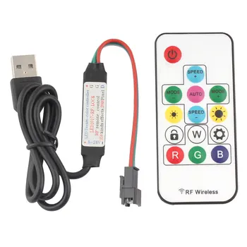 

WS2812 WS2812B LED Controller Dimmer 5V RF Wireless Remote Control 3Pin Jack USB Output For WS2812 WS2812B Driver RGB LED Strip