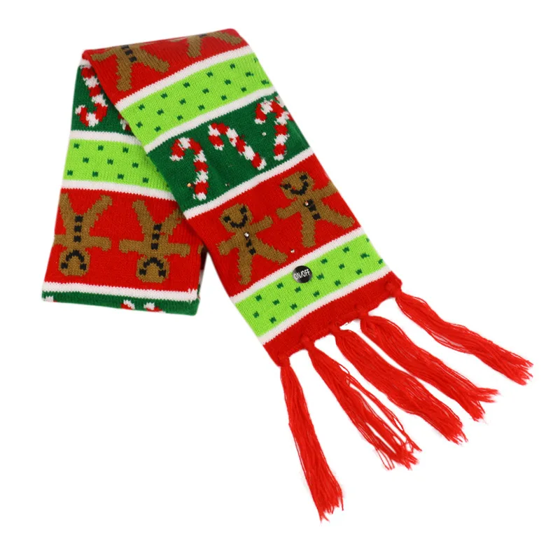 scarf 3 Рождественская шапка, шарф, вязаный шарф для малышей, новинка года, зимний модный теплый светодиодный светильник с блестками, вязаная шапка - Цвет: scarf 3