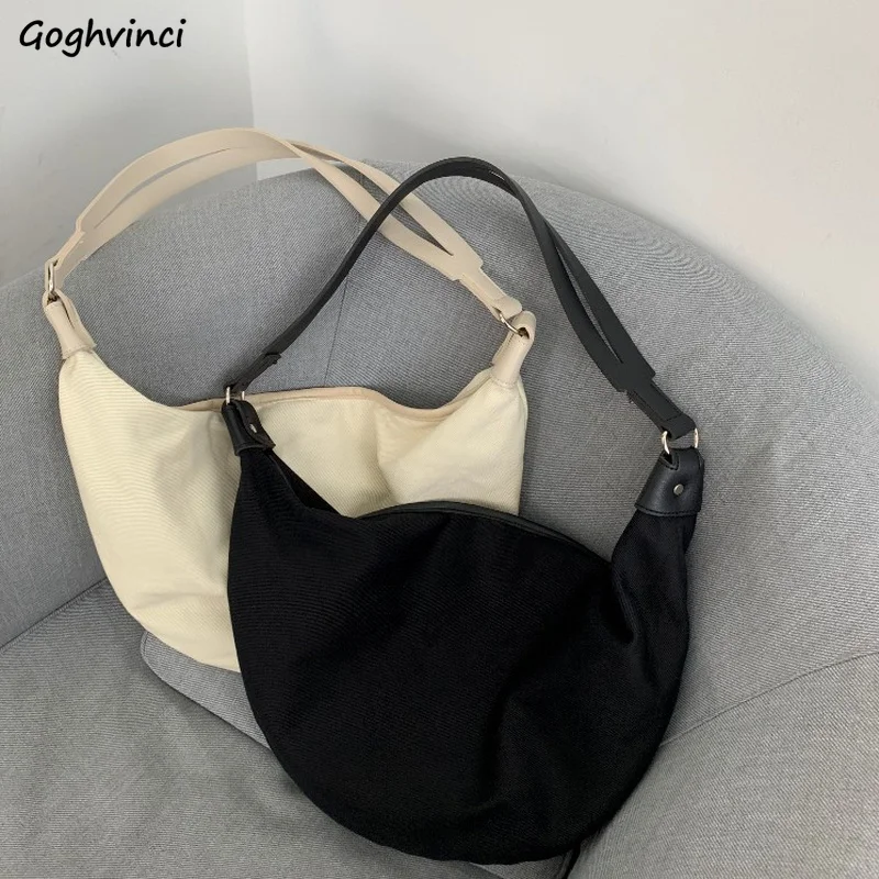 

Women Shoulder Bags Hobos Canvas Solid Zipper Crossbody Bag Handbags Large Capacity Harajuku Ins Underarm Fashion Simple Student