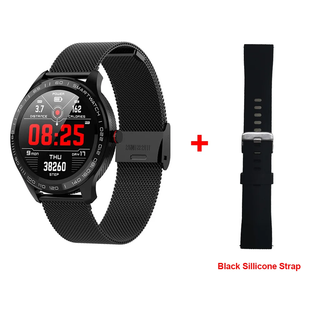 add black silica LEMFO Смарт часы ЭКГ Bluetooth сердечного ритма считывание уведомления полный сенсорный экран IP68 Водонепроницаемые спортивные Смарт-часы для мужчин и женщин - Цвет: add black silica