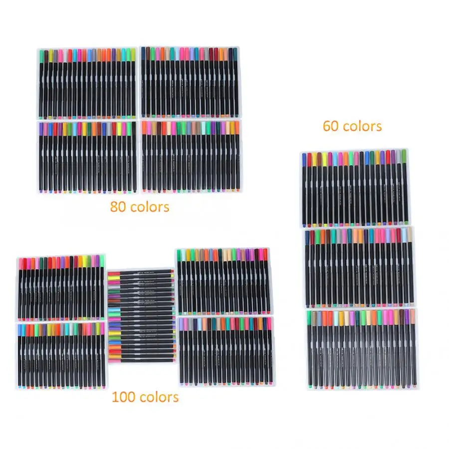60/80/100 Colors Watercolor Painting Pen Set Children Drawing Gift Art Students Stationary