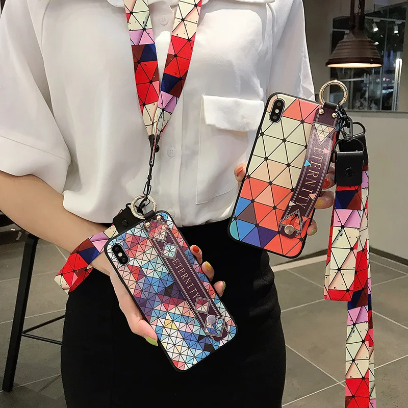 

Wrist Strap Case With Lanyard Neck For Xiaomi Mi CC9 9 8 5X 6X A3 Lite Redmi 4X K20 Pro Redmi Note 7 6 5 Soft Cover Stand Coque