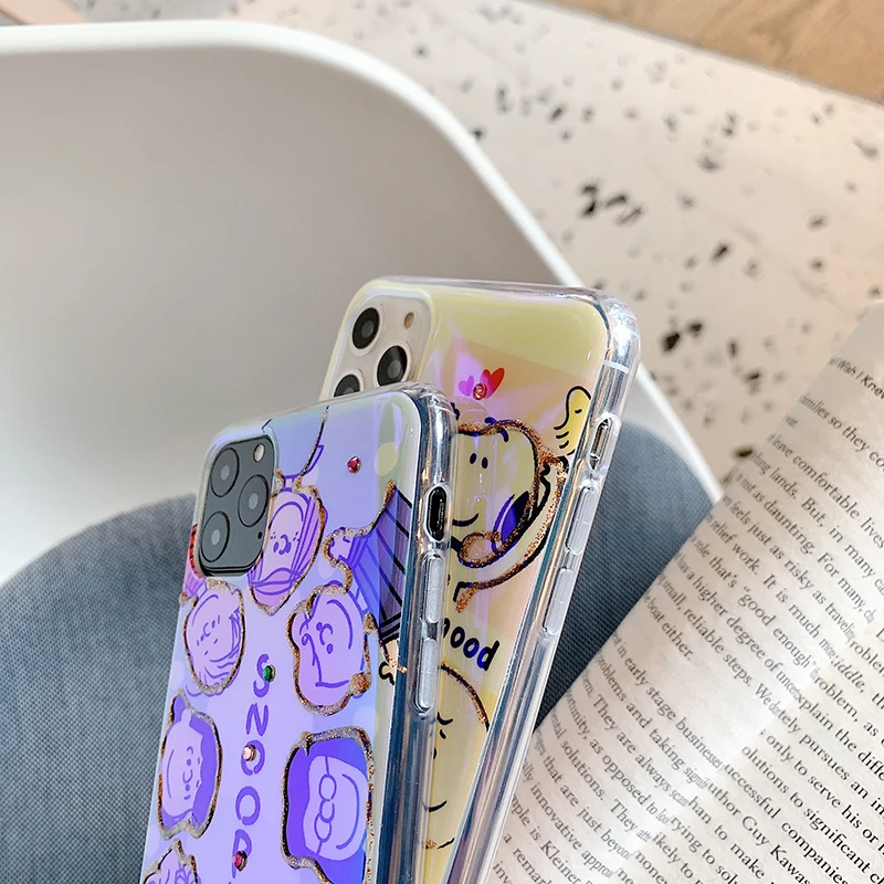 Синий светильник Блестящий Алмазный чехол для iphone 11Pro XS Max X XR мультфильм Чарли Люси Мягкая обложка для iphone 11 7 8 Plus для задней панели Чехол