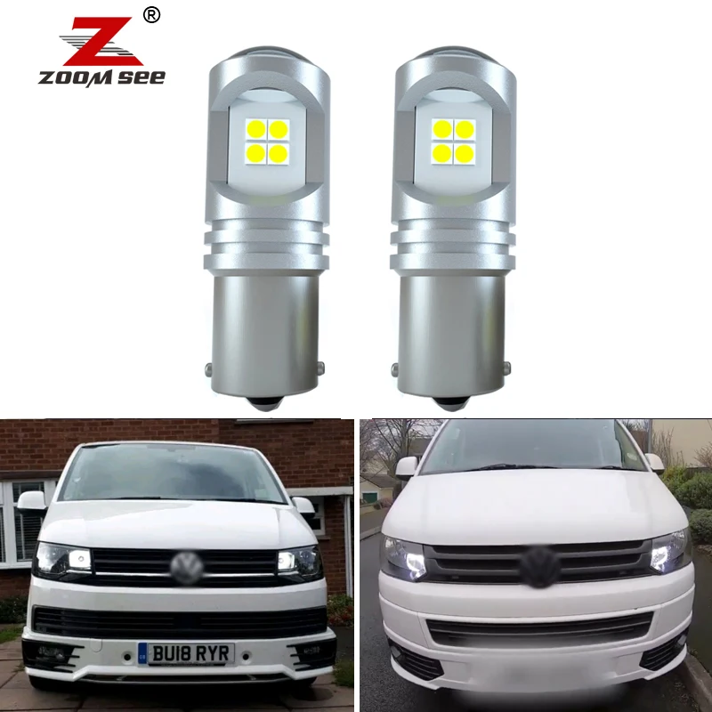 2pc X Top Quality P21w Ba15s Canbus White Led Drl Daytime Running Light