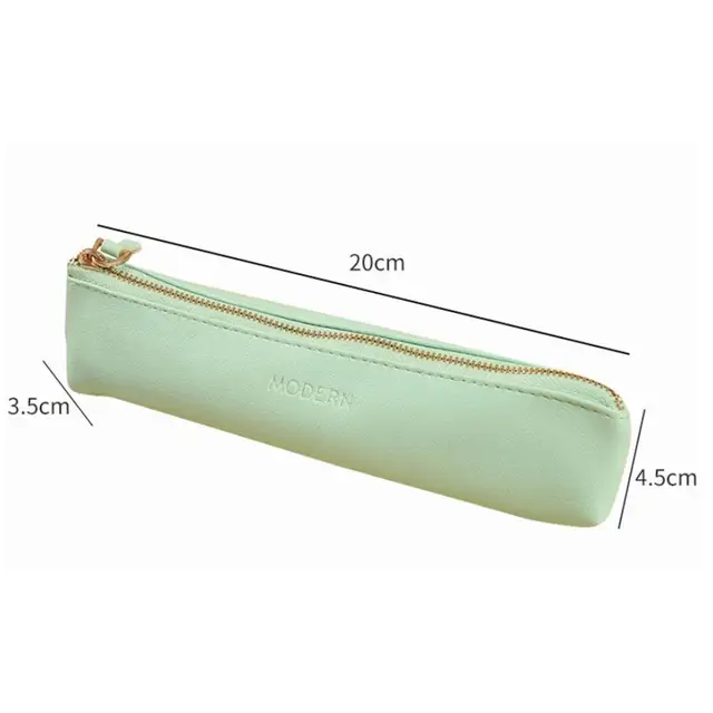 Color Mini Pencil Case Simple Cute Pu Leather Pencil Bag For Girls Children  Gift Kawaii Stationery School Storage Supplies