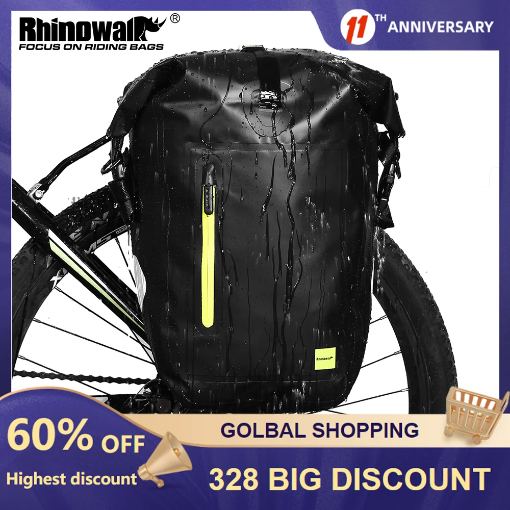 Rhinowalk 25L Водонепроницаемый сумка для велосипеда MTB дорожный велосипед задний стеллаж для выставки товаров панье сумка Велоспорт Заднее сиденье сумка, сумка на плечо, сумка для велосипеда аксессуары