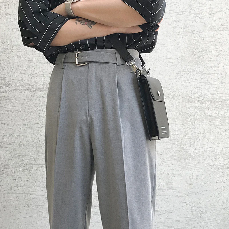 light gray Мужские утолщенные повседневные шелковые Формальные черные брюки бизнес-дизайн хлопковые брюки в западном стиле облегающие мужские брюки - Цвет: light gray