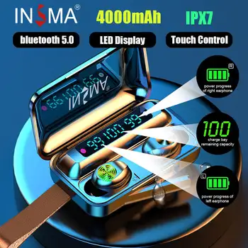 

INSMA F9-10 3led 4000mAh Power Bank bluetooth 5.0 TWS Earphones Led Digital Display Wireless Stereo Sport Waterproof Earbuds