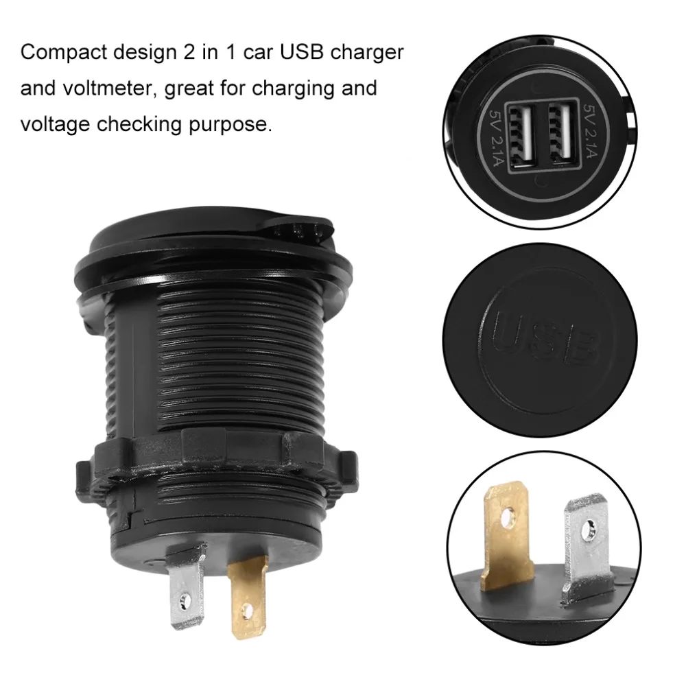 4.2A автомобильное зарядное устройство с двумя USB разъемами для телефона светодиодный измеритель напряжения Вольтметр для мотоцикла автомобильный переключатель для грузовиков панель