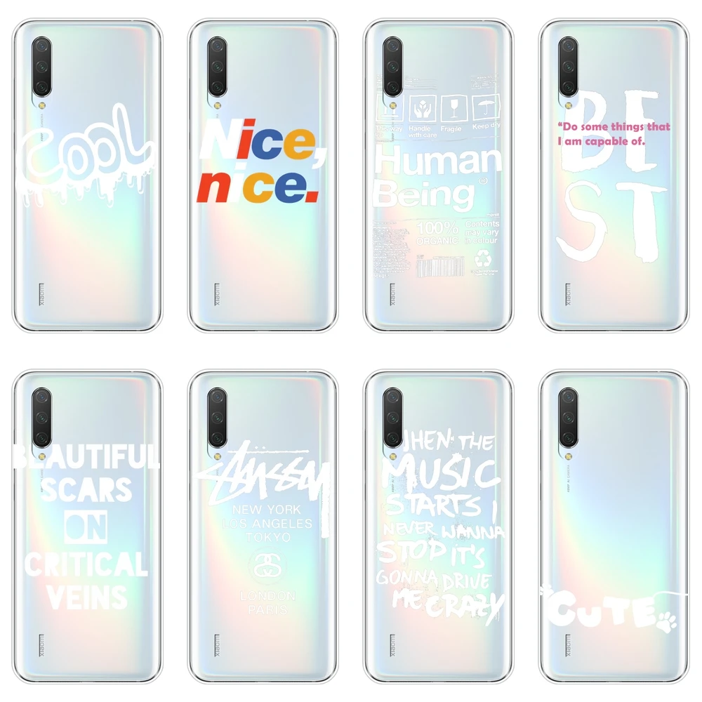 Задняя крышка для Xiaomi Mi 9 SE A3 крутые цитаты Белый Милый Приятный текст Мягкий