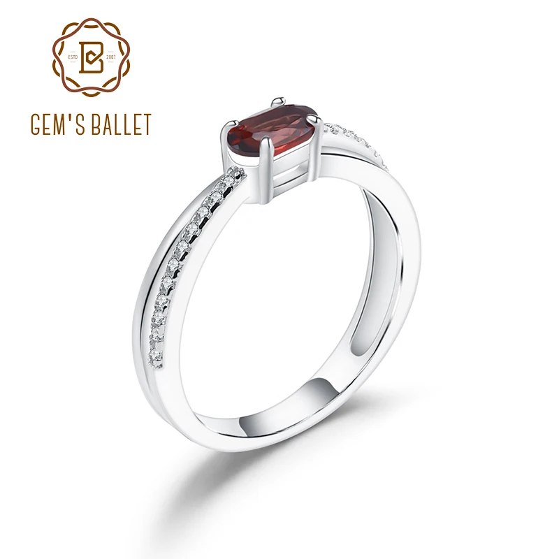 GEM'S BALLET, натуральный красный гранат, кольца для женщин, настоящее 925 пробы, серебряное кольцо с драгоценным камнем, подарок для девочки, ювелирных изделий