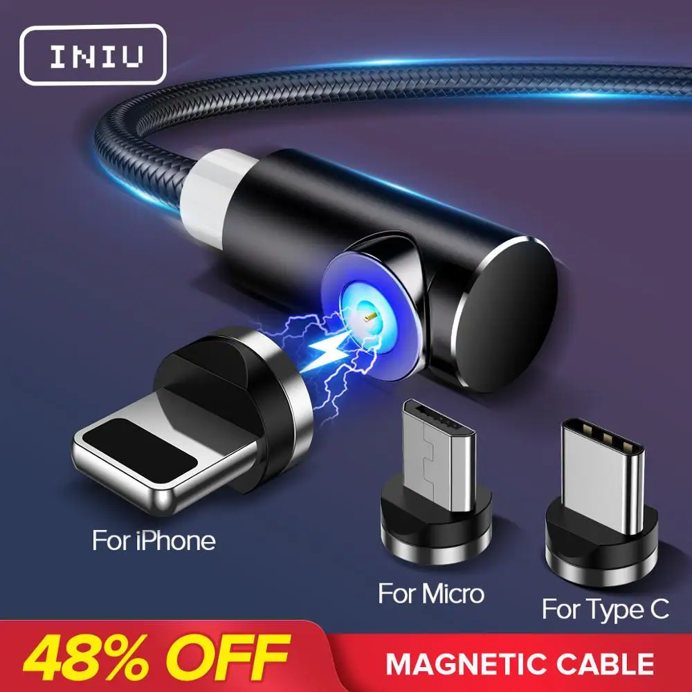 INIU 2 м Магнитный кабель Micro Тип usb C Зарядное устройство для зарядки для iPhone XS X XR 8 7 samsung S8 магнит Android телефонный кабель Шнур