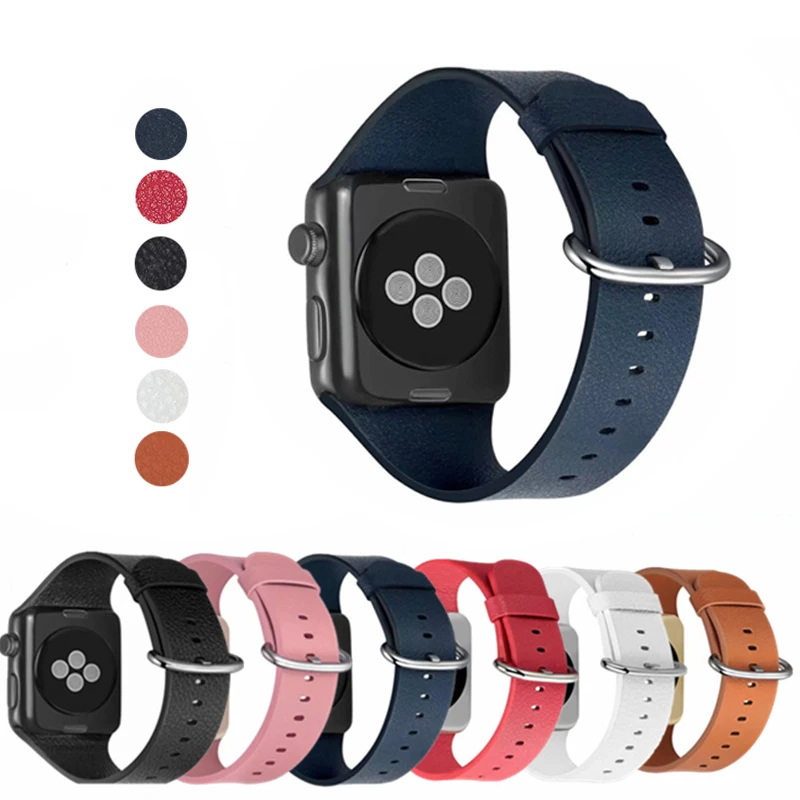 Кожаный ремешок для Apple Watch 5, 4, ремешок 44 мм, 40 мм, Спортивная петля для iwatch band 3, 2, 1, 42, 38 мм, ремешок для часов, сменный Браслет