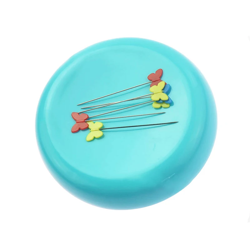 Blue LMDZ, 1 шт., сделай сам, круглая форма, магнитная игла, булавка, подушка для шитья, для шитья, магнитная коробка, иглы, булавки для хранения, чехол для рукоделия - Цвет: Blue