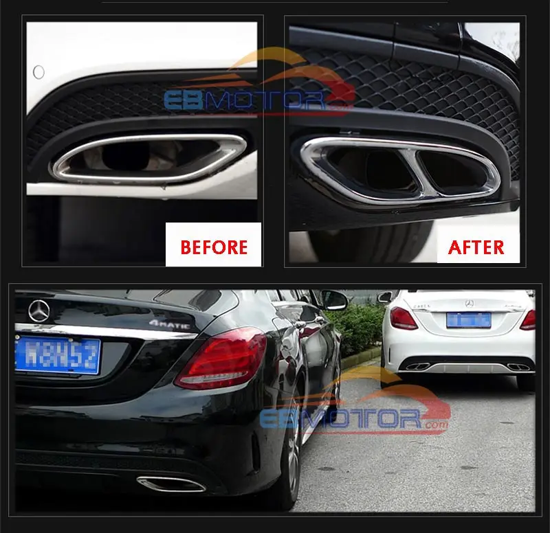 Задний выхлопной глушитель выхлопной трубы советы 1 пара для MERCEDES BENZ W205 C-CLASSC180 C200 C260 C300 C450 2015UP M103W