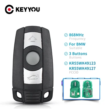 

KEYYOU For BMW 1/3/5/7 Series X5 X6 Z4 Car Keyless Control Transmitter Chip 3 Buttons Car Remote Smart Key 868MHz KR55WK49123