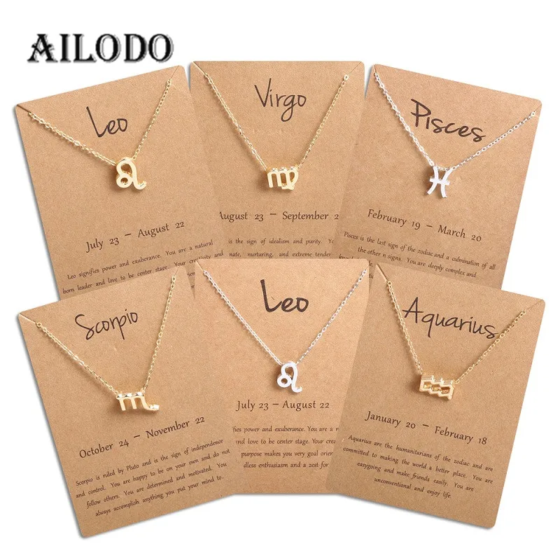 Ailodo для мужчин и женщин 12 Гороскоп Зодиака ожерелье с подвеской со знаком Овен