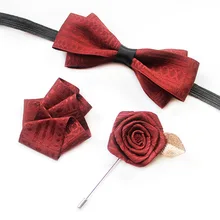 Bow Tie Set Handmade Polyester High Quality Top Grade Men's Suit Groom Bowtie Pocket Towel Brooches Three-piece Classic Gifts