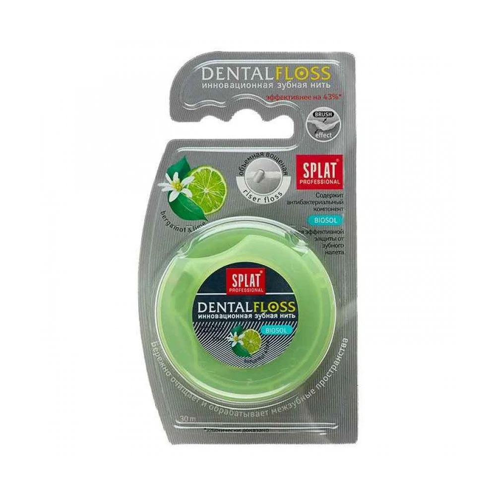 Антибактериальная объемная зубная нить SPLAT Professional Dental Floss 30 метров | Красота и
