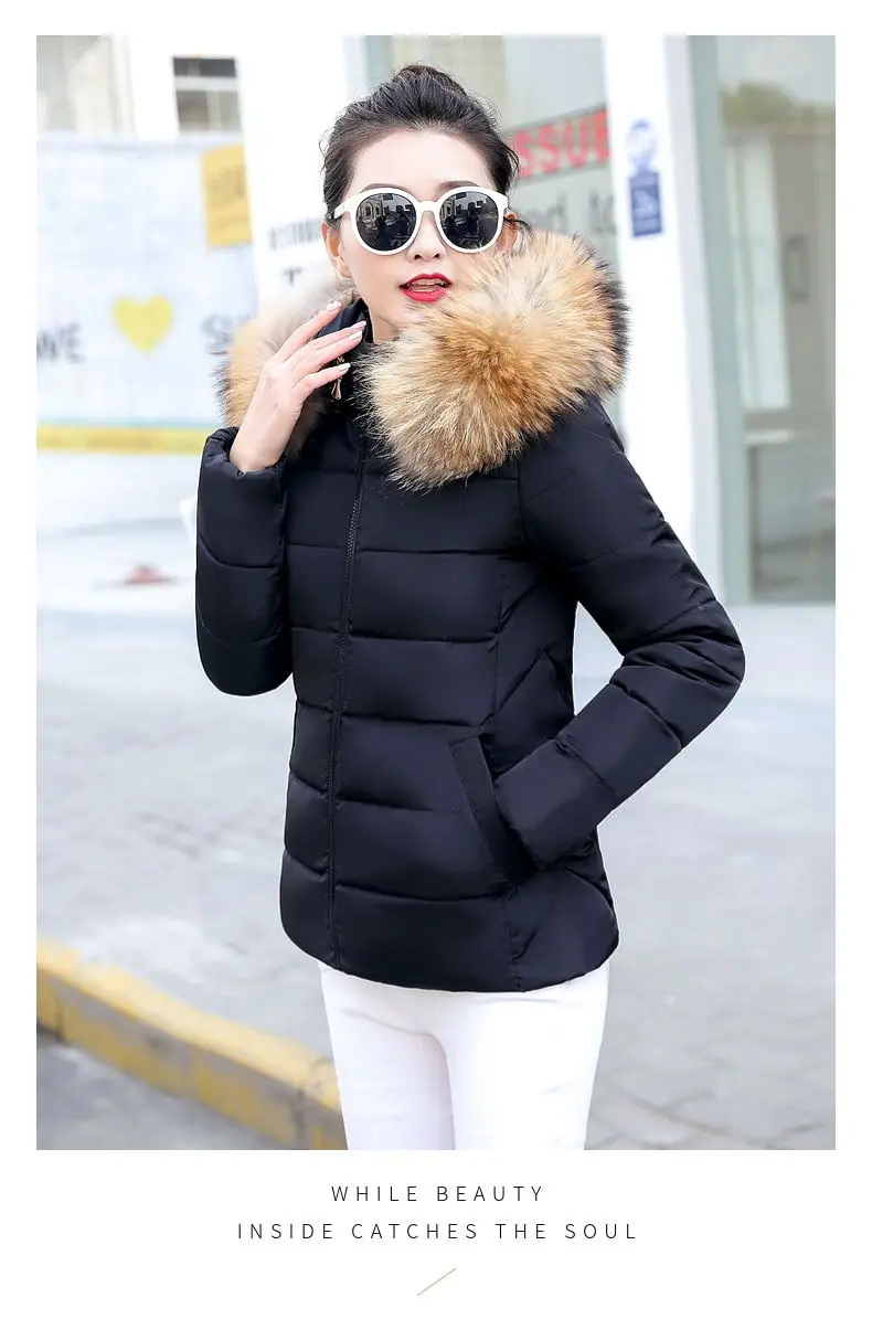 Новая модная зимняя куртка женская зимняя куртка с воротником из искусственного меха енота Женская парка большого размера теплая пуховая куртка женская верхняя одежда