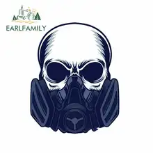 EARLFAMILY 13cm x 9.1cm for Skull Wearing Spray Mask Weapons Car Stickers Vinyl JDM Waterproof Anime RV VAN DIY Fine Decal