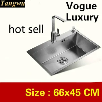Buy Free Shipping Apartment Luxury Wash Vegetables Kitchen Manual Sink Single Trough 304 Stainless Steel Vogue 660x450 MM