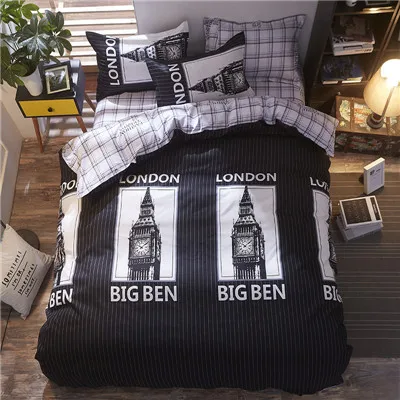 Nordic Boys Black N White Fashion Cartoon Deer Bedding Set Queen Double Single Size Bed Linen Set 