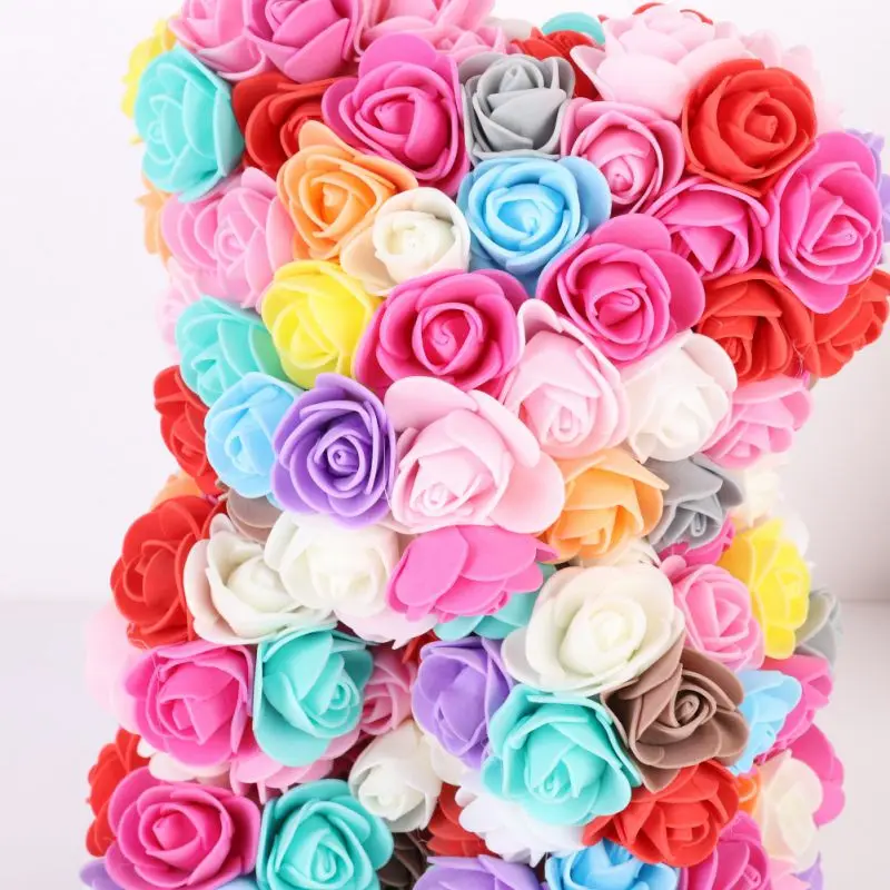 25cm Colorful Foam Rose Bear Artificial Flower Doll for Birthday Valentine's Day Gift LED String Lights Foam Rose Flower Bear