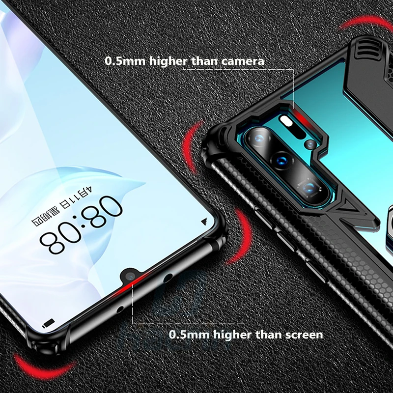 Защитный чехол для huawei P30 lite, чехол из поликарбоната+ ТПУ, автомобильный металлический магнитный держатель с кольцом, противоударный бампер, чехол для huawei P30 P30 Pro, чехол
