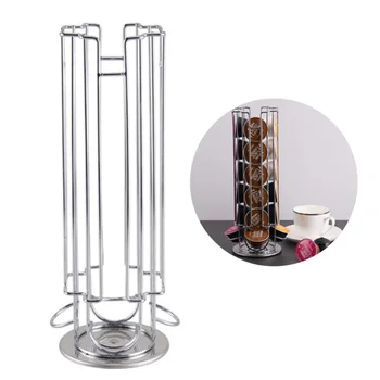 

24pcs Rotatable Coffee Pod Holder Iron Chrome Plating Display Capsule Rack Stand Storage Shelves For Dolce Gusto Capsule