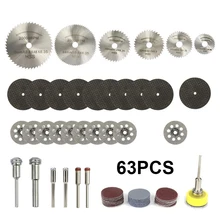 Juego de cuchillas de corte, 63 piezas, diamantdoorslijpskijven, Metalen Zaagblad Hss, Cirkelzaag, Voor, Dremel, giratorio, Gereedschap