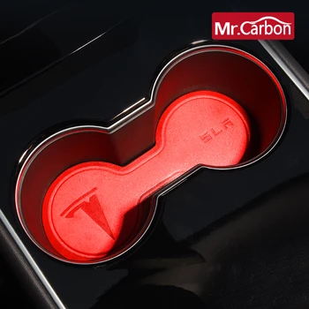 

leather Water coaster door slot protection pad Storage box mat For Tesla Model3 Car interior decoration modification Accessories