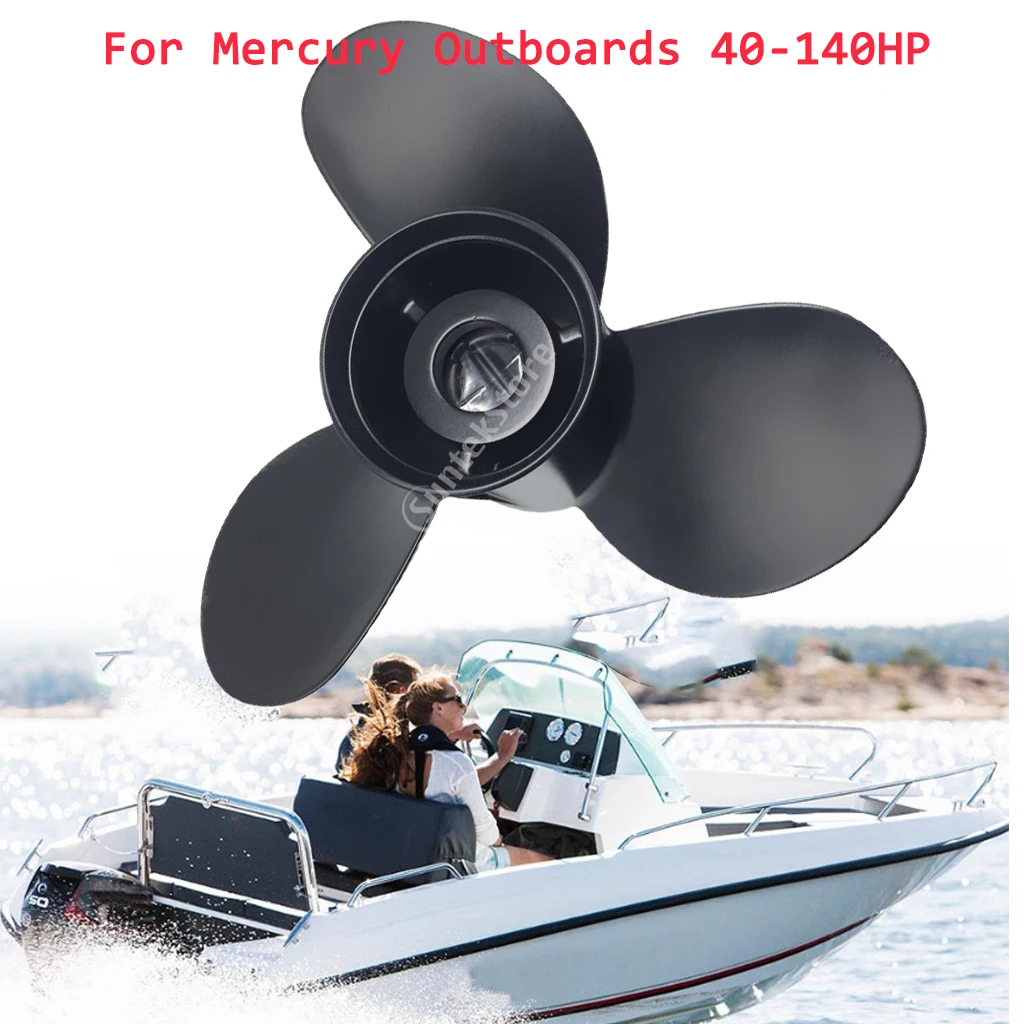 Черный лодочный пропеллер 3 Лопасти алюминиевый для Mercury 40-140HP
