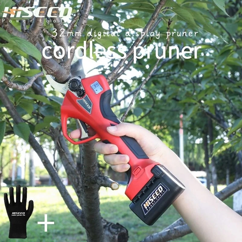  3 batteries portable 32MM cordless power pruner electric pruning shears vineyard secateurs