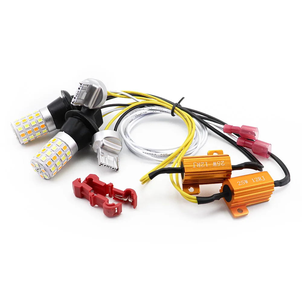 Двухцветсветильник автомобисветодиодный Светодиодная лампа AMYWNTER T20 Drl 7440 Canbus лм