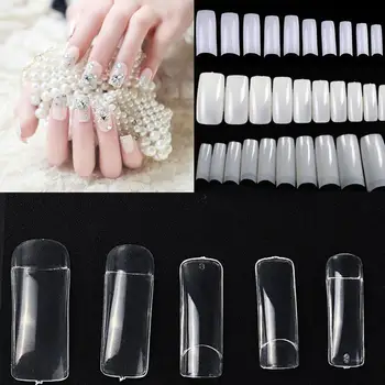 

500Pcs Natural Clear White French False Fake Acrylic Nail Art Tips Full Cover Fasle Nail UV Gel DIY Manicure Tools