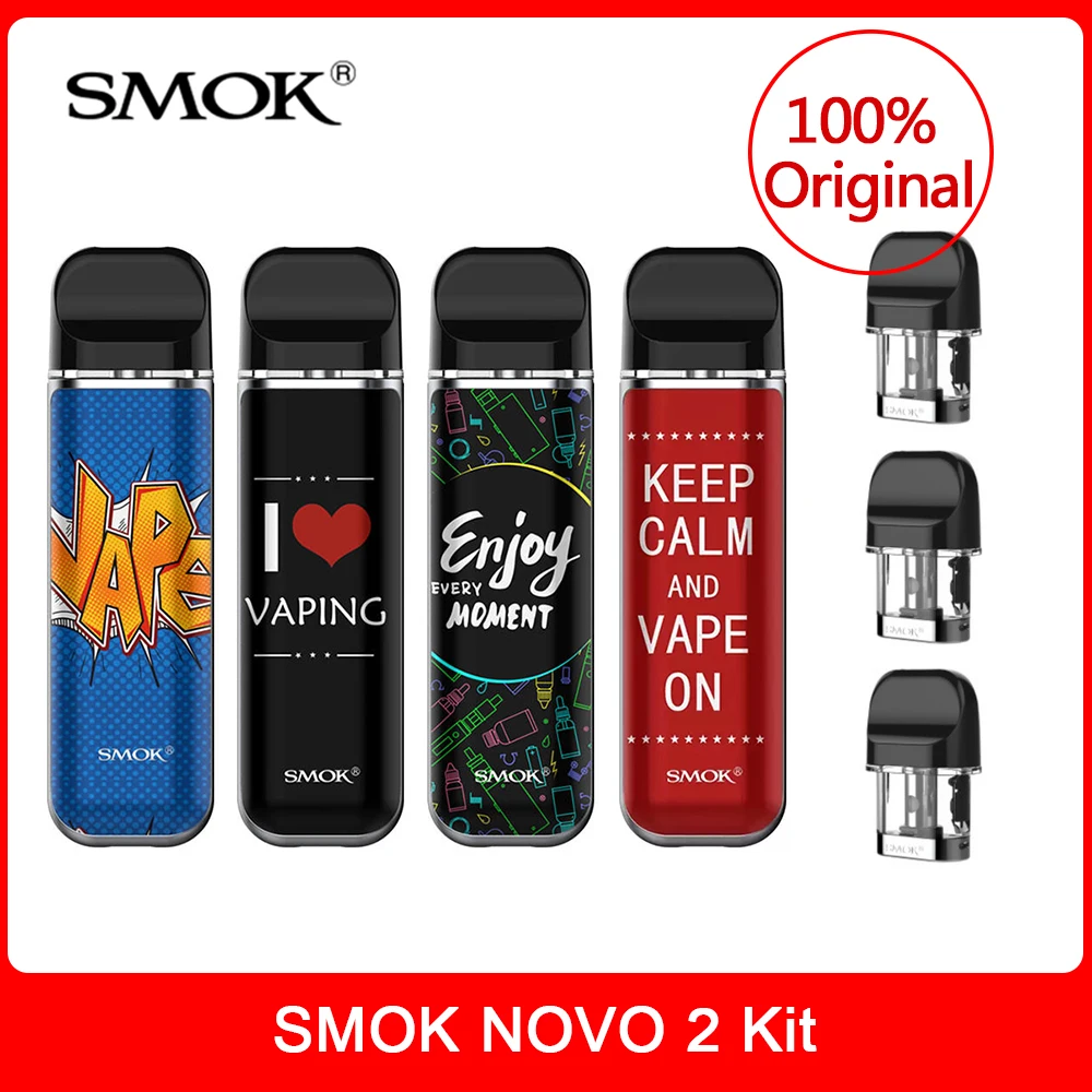 

New Smok novo 2 Kit vape pen with 800mAh Battery 2ML POD Cartridge Mesh 1.0ohm DC 1.4ohm MTL Pod E-Cigs VS Nord Vaporizer