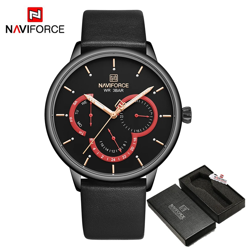 BBB BOX Топ люксовый бренд NAVIFORCE мужские часы Модные Кожаные Бизнес Кварцевые мужские спортивные водонепроницаемые наручные часы Relogio Masculino - Цвет: BBB BOX