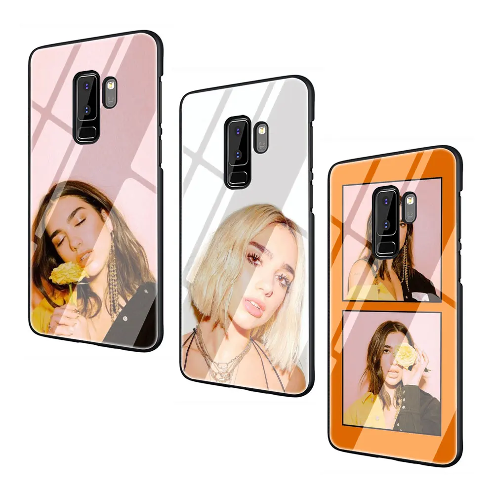 Дуа липа DuaLipa закаленное Стекло TPU черный чехол для Galaxy S7 Edge S8 S9 S10 Plus, Note 8, 9, 10, A10 20 30 40 50 60 70