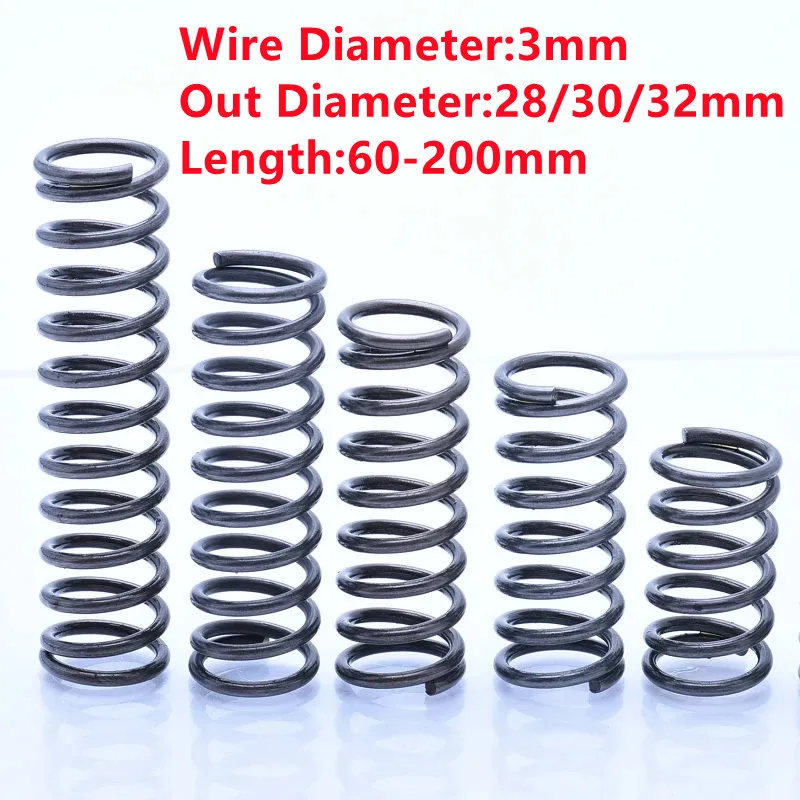 

2PCS Spring Steel Compression Spring Return Pressure Spring,3mm Wire Dia*28/30/32mm Out Dia*60/70/80/90/100/120/150/200mm Length