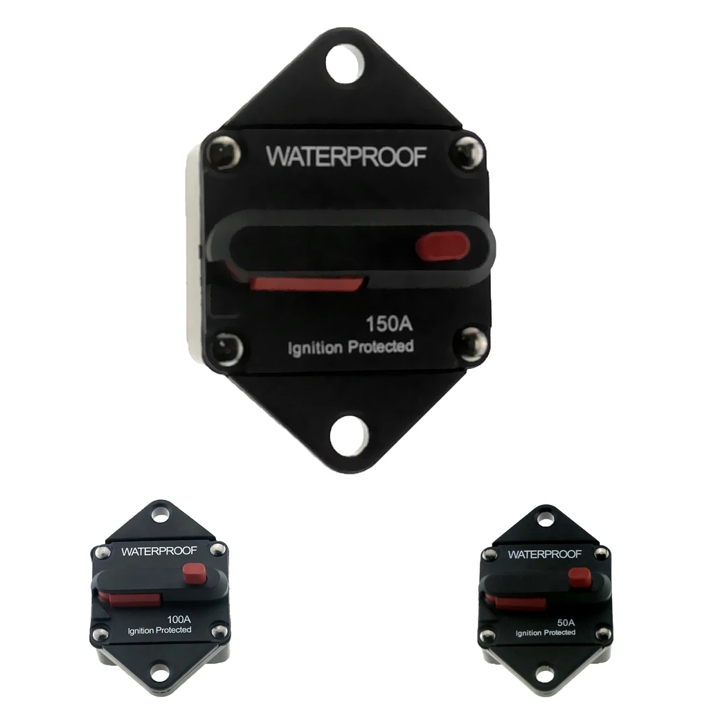 50 Amp Manual Reset Circuit Breaker Car Auto Boat Audio Fuse Holder 12/24v