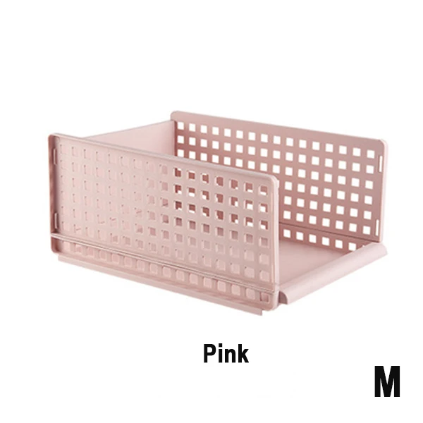 Pink M Складная корзина для хранения Пластиковая корзина Двухтактная складная стойка для хранения Стеллаж для хранения одежды Домашний гардеробный органайзер Корзины для хранения всевозможных вещей корзина для игрушек - Цвет: Pink M