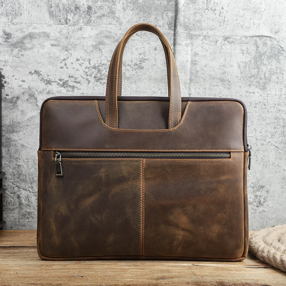 Contacts Família Homens Maleta de Couro Genuíno Bolsa para Portátil para ar 13 m1 m2 Macbook Pro 14 Macbook 15.6 16 Polegada Bolsa Tote - Imagem 5