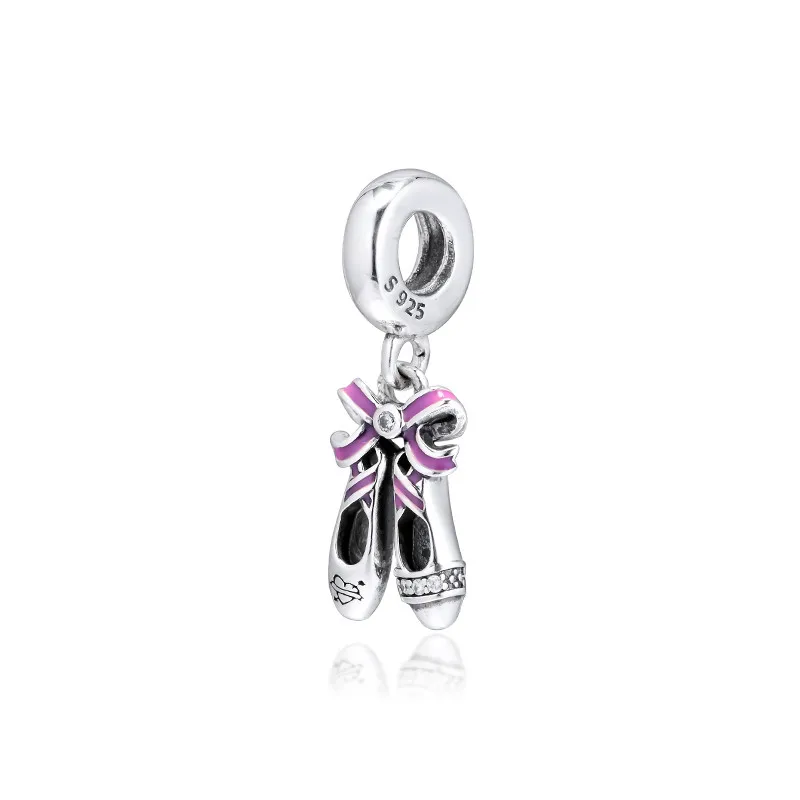 Ballerina-Shoes-Dangle-Pink-Enamel-Bow-Ballet-Girl-Charm-Beads-for-Bracelets-Women-Silver-925-Jewelry (3)