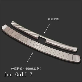 

For Volkswagen Golf 7 2018-2019 Stainless Steel Rcar ear Bumper Protector Sill Trunk Tread Plate Trim Car styling 2PCS