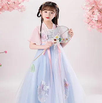 

2020 Summer Children's Short Sleeve Hanfu Chinese Style Costume Cheongsam Ancient Style Tang Suit Improved Children's Dress