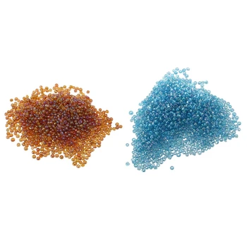 

2400Pcs 2Mm Round Czech Glass Seed Spacer Loose Beads Jewelry DIY Making, 1200Pcs No.1 Coffee & 1200Pcs No.2 Blue